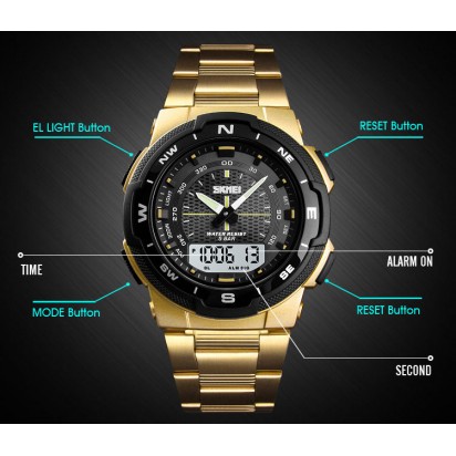 Мужские наручные часы Skmei 1370Gold (оригинал)