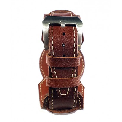 Кожаный ремешок ручной работы с напульсником для часов 24 мм M001-24