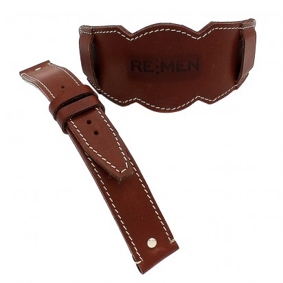 Кожаный ремешок ручной работы с напульсником для часов 24 мм M001-24