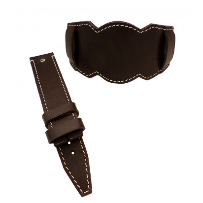 Кожаный ремешок ручной работы с напульсником для часов 24 мм M034-24