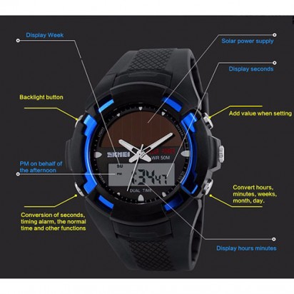 Спортивные наручные часы с солнечной батареей Skmei 1056-2 (оригинал)