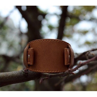 Кожаный ремешок ручной работы с напульсником для часов 22 мм M048-22