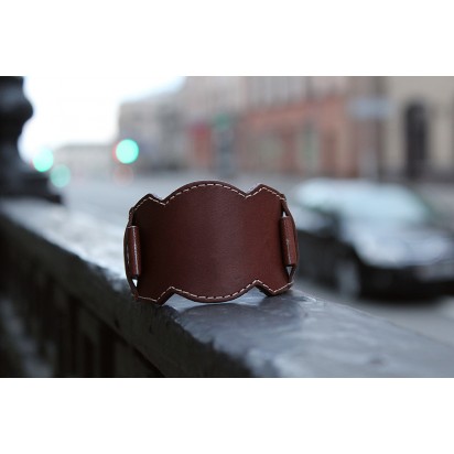 Кожаный ремешок ручной работы с напульсником для часов 24 мм M001-24