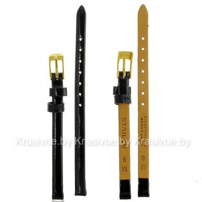 Ремешок лакированный кожаный для часов 6 мм 125B-0602