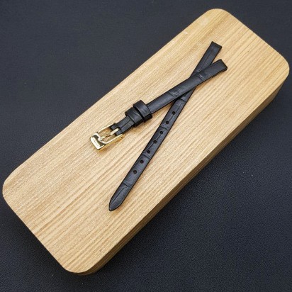 Ремешок кожаный черный для часов 6 мм 1581-0602