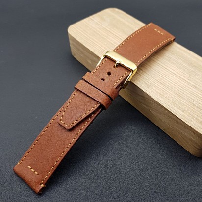 Кожаный коричневый ремешок ручной работы для часов 24 мм M044-24-22
