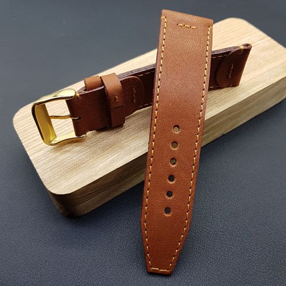 Кожаный коричневый ремешок ручной работы для часов 24 мм M044-24-22