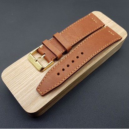 Кожаный коричневый ремешок ручной работы для часов 24 мм M044-24-22