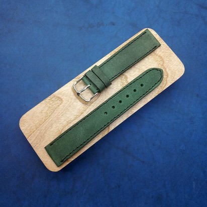 Кожаный зеленый ремешок ручной работы для часов 20 мм M102-20-18