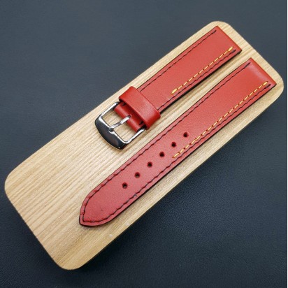 Кожаный ремешок Remenmaster красного цвета для часов 20 мм M176-20-18