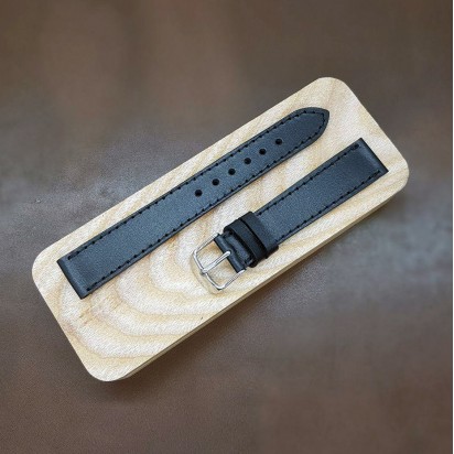 Черный кожаный ремешок для часов 16 мм артикул M158-16-14