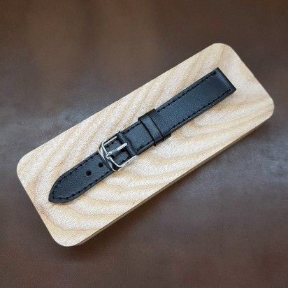 Черный кожаный ремешок для часов 16 мм артикул M158-16-14