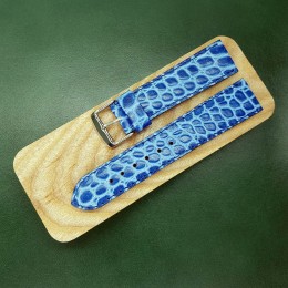 Синий кожаный ремешок ручной работы для часов 22 мм M163-22-20