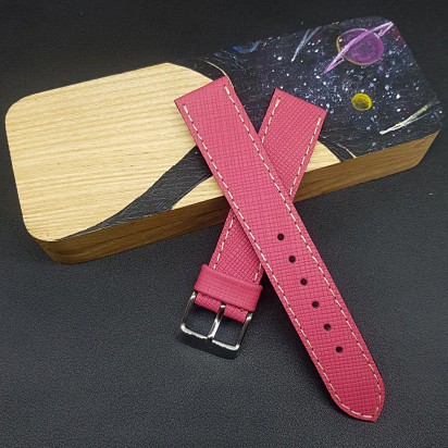 Розовый кожаный ремешок ручной работы для часов 20 мм M194-20-18