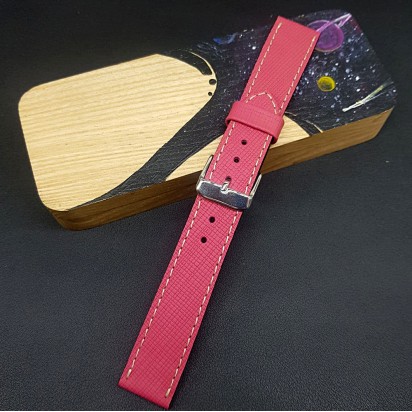 Розовый кожаный ремешок ручной работы для часов 20 мм M194-20-18