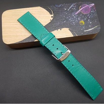 Зеленый кожаный ремешок ручной работы для часов 22 мм M218-22-20