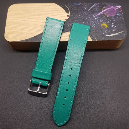 Зеленый кожаный ремешок ручной работы для часов 22 мм M218-22-20