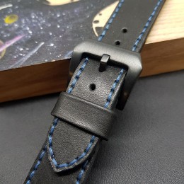 Кожаный ремешок RemenMaster черного цвета для часов 22 мм M232-22