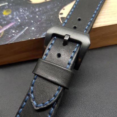 Кожаный ремешок RemenMaster черного цвета для часов 22 мм M232-22