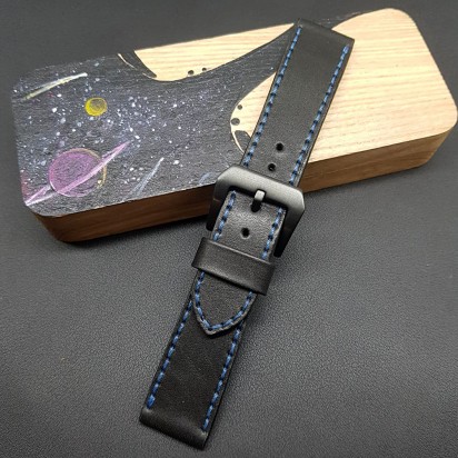 Кожаный ремешок RemenMaster черного цвета для часов 22 мм M232-22