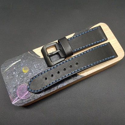 Кожаный ремешок RemenMaster черного цвета для часов 22 мм M232-22