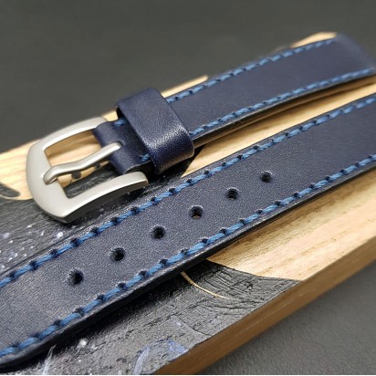 Кожаный ремешок RemenMaster синего цвета для часов 18 мм M233-18