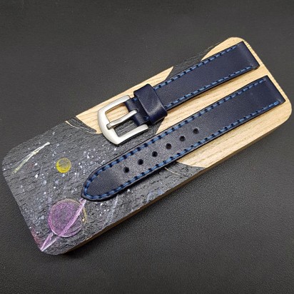 Кожаный ремешок RemenMaster синего цвета для часов 18 мм M233-18