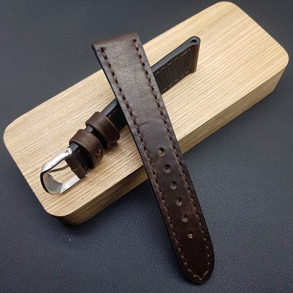Кожаный ремешок RemenMaster темно-шоколадного цвета для часов 22 мм RB007-22-20