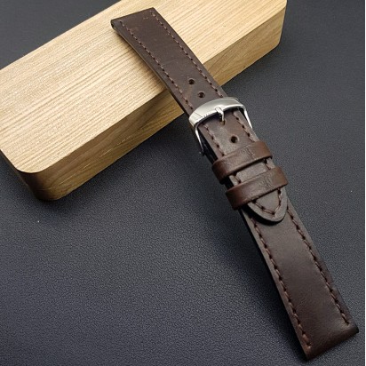 Кожаный ремешок RemenMaster темно-шоколадного цвета для часов 22 мм RB007-22-20