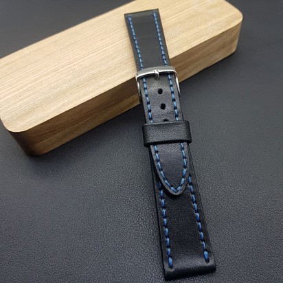 Черный ремешок ручной работы для часов с креплением 20 мм RB020-20-18