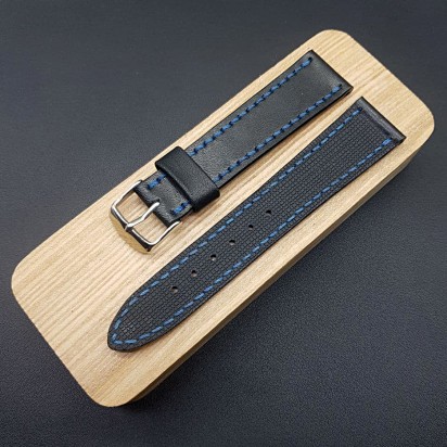 Черный ремешок ручной работы для часов с креплением 20 мм RB020-20-18