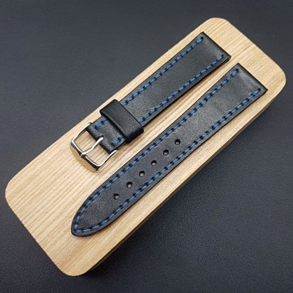 Черный ремешок ручной работы для часов с креплением 20 мм RB020-20-18