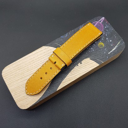 Кожаный оранжевый ремешок ручной работы для часов 22 мм M247-22-20