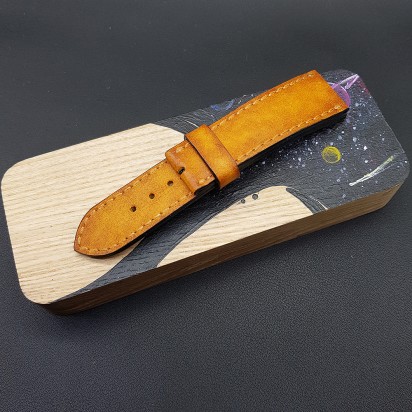 Кожаный оранжевый ремешок ручной работы для часов 22 мм M248-22-20