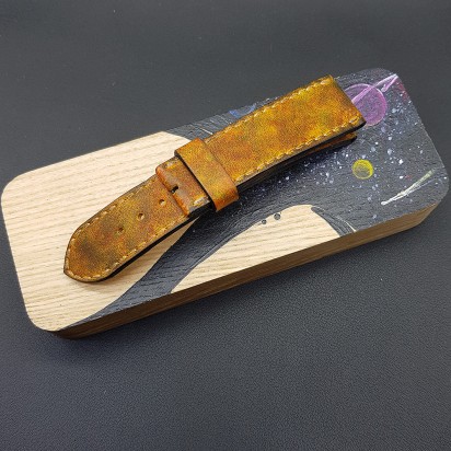 Кожаный оранжевый ремешок ручной работы для часов 22 мм M249-22-20