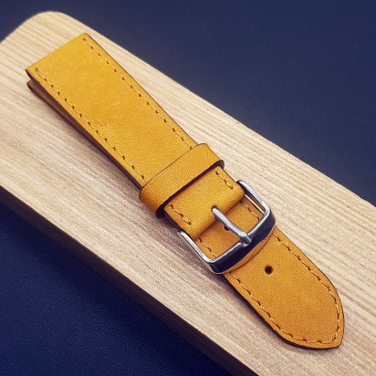 Кожаный оранжевый ремешок ручной работы для часов 22 мм M254-22-20