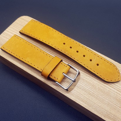 Кожаный оранжевый ремешок ручной работы для часов 22 мм M254-22-20