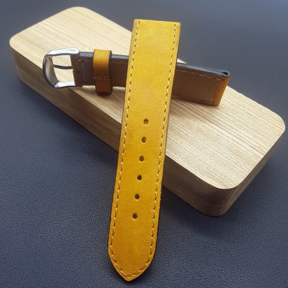 Кожаный оранжевый ремешок ручной работы для часов 22 мм M254-22-20