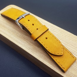 Кожаный оранжевый ремешок ручной работы для часов 22 мм M254-22-20