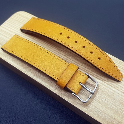 Кожаный оранжевый ремешок ручной работы для часов 22 мм M255-22-20