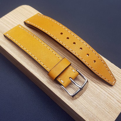 Кожаный оранжевый ремешок ручной работы для часов 22 мм M256-22-20