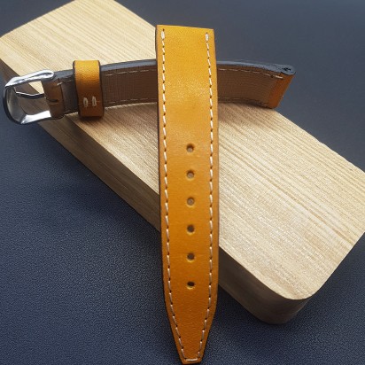 Кожаный оранжевый ремешок ручной работы для часов 22 мм M256-22-20