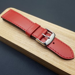 Красный кожаный ремешок ручной работы для часов 22 мм M266-22-20