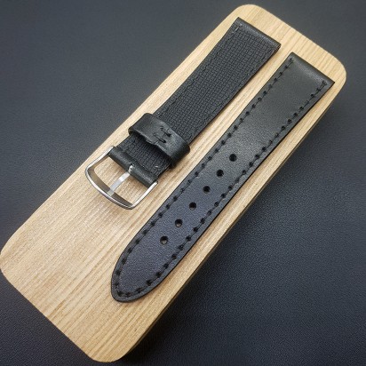 Кожаный ремешок RemenMaster черного цвета для часов 22 мм RB029-22-20