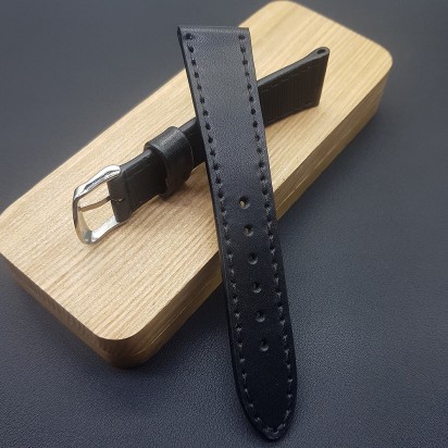 Кожаный ремешок RemenMaster черного цвета для часов 22 мм RB029-22-20