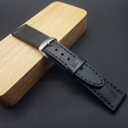 Кожаный ремешок RemenMaster черного цвета для часов 22 мм RB029-22-20