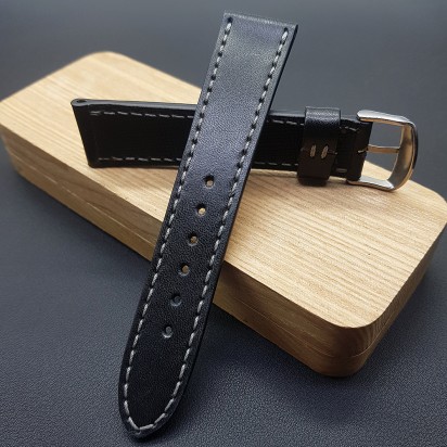 Кожаный ремешок RemenMaster черного цвета для часов 22 мм RB032-22-20