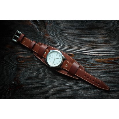 Кожаный ремешок ручной работы с напульсником для часов 20 мм M020-20