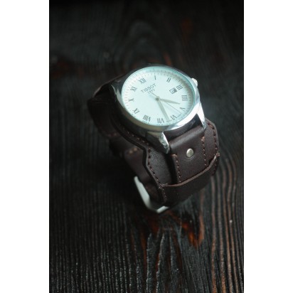 Кожаный ремешок ручной работы с напульсником для часов 24 мм M036-24