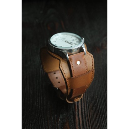 Кожаный ремешок ручной работы с напульсником для часов 18 мм M049-18